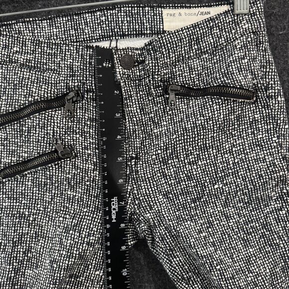 Rag & Bone Jeans Pants Women's 25 Black White Skinny Zip Ankle Made USA Linton - Picture 5 of 10